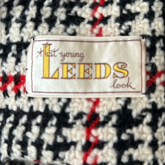 THAT YOUNG LEEDS LOOK Vtg 30’s-60s Houndstooth Wool Jacket Women Coat XS/S Scarf - Picture 8 of 16